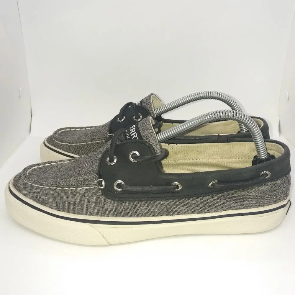 Sperry Top Sider Bahama 2 Leather Collar Boat‎ Shoes Men's Size 9 M Black, White